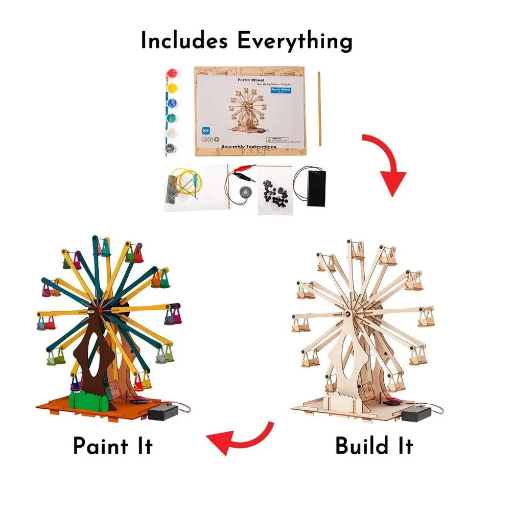 Wooden Ferris Wheel DIY 3D Puzzle Craft Kit STEM PROJECT Construction To…